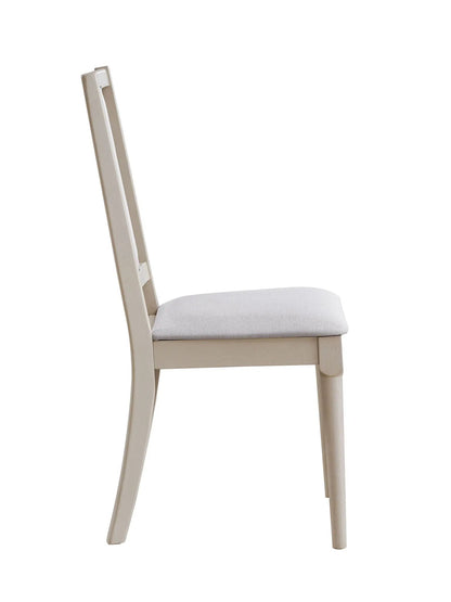 Marta Side Chair set of 2, beige natural wood frame with light gray upholstered seat on Tampa Home & Garden Store