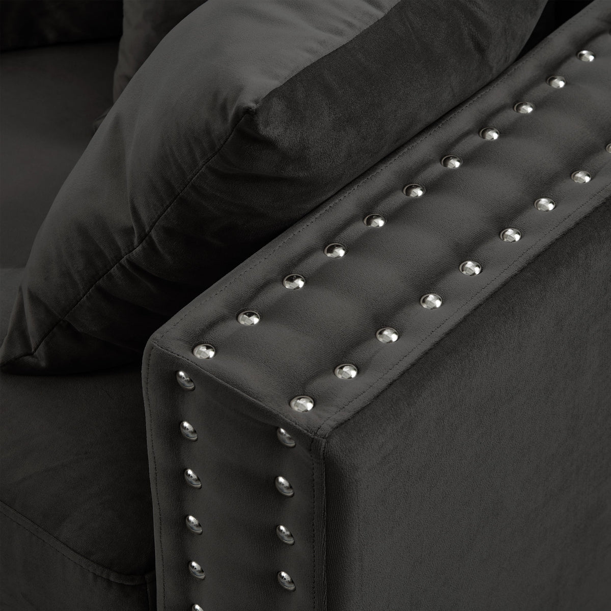 Modern Velvet and Wooden Living Room Sofa Set