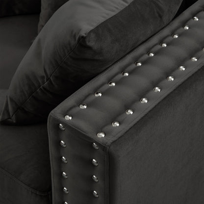 Modern Velvet and Wooden Living Room Sofa Set