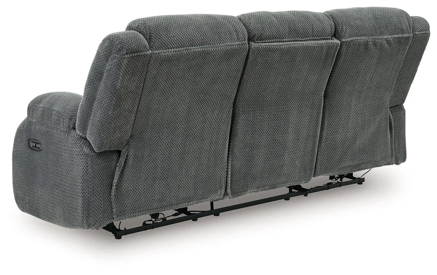 Observation reclining power sofa with drop-down table, steel frame, dark gray textured fabric on Tampa Home & Garden Store