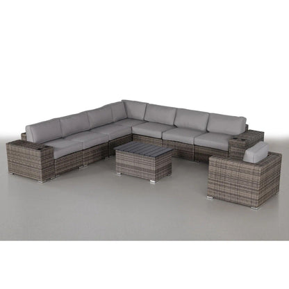 2-piece Modern Patio Rattan Sectional Set with Cushions, gray cushions HouseOfZazla on Tampa Home & Garden Store