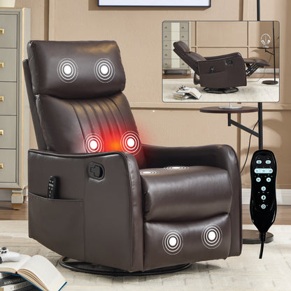Brown Faux Leather Heat Massage Manual Recliner Chair by HouseOfZazla in recliners category on Tampa Home & Garden Store