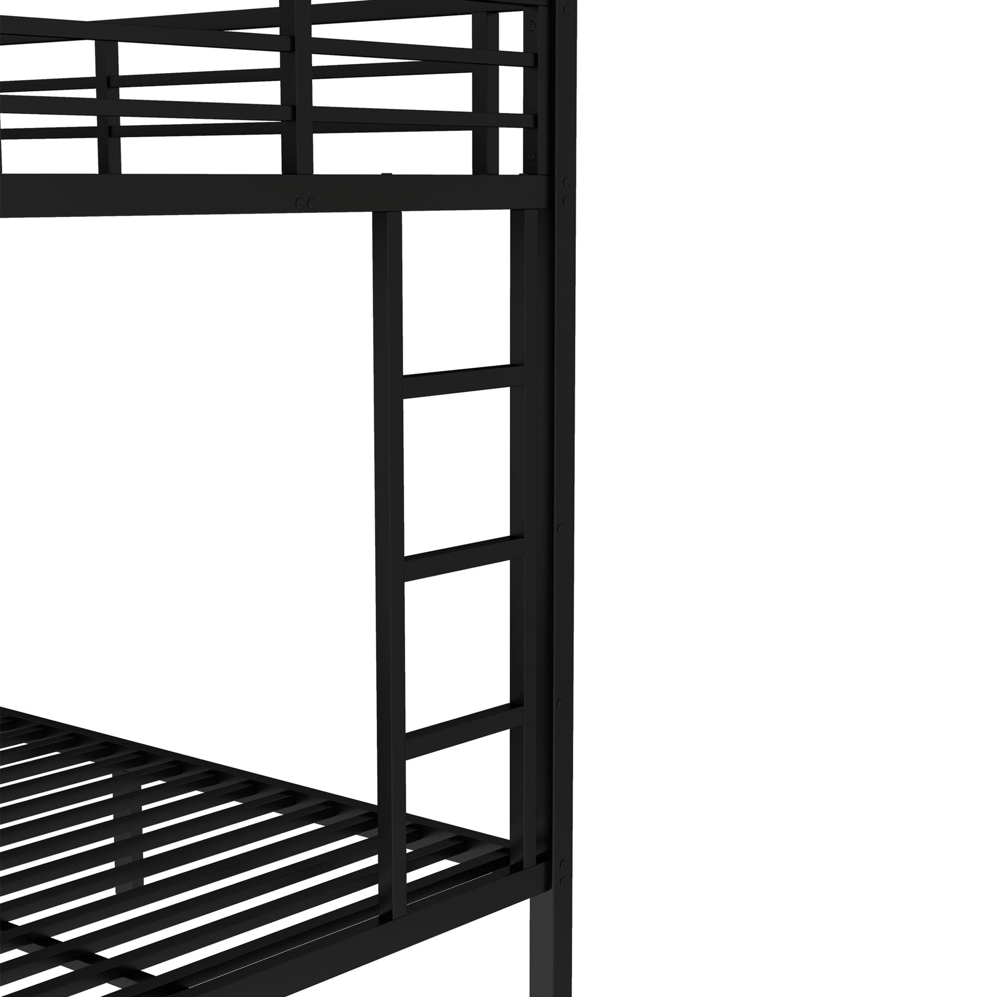Twin over full metal bunk bed frame in black with ladder-style rails on Tampa Home & Garden Store