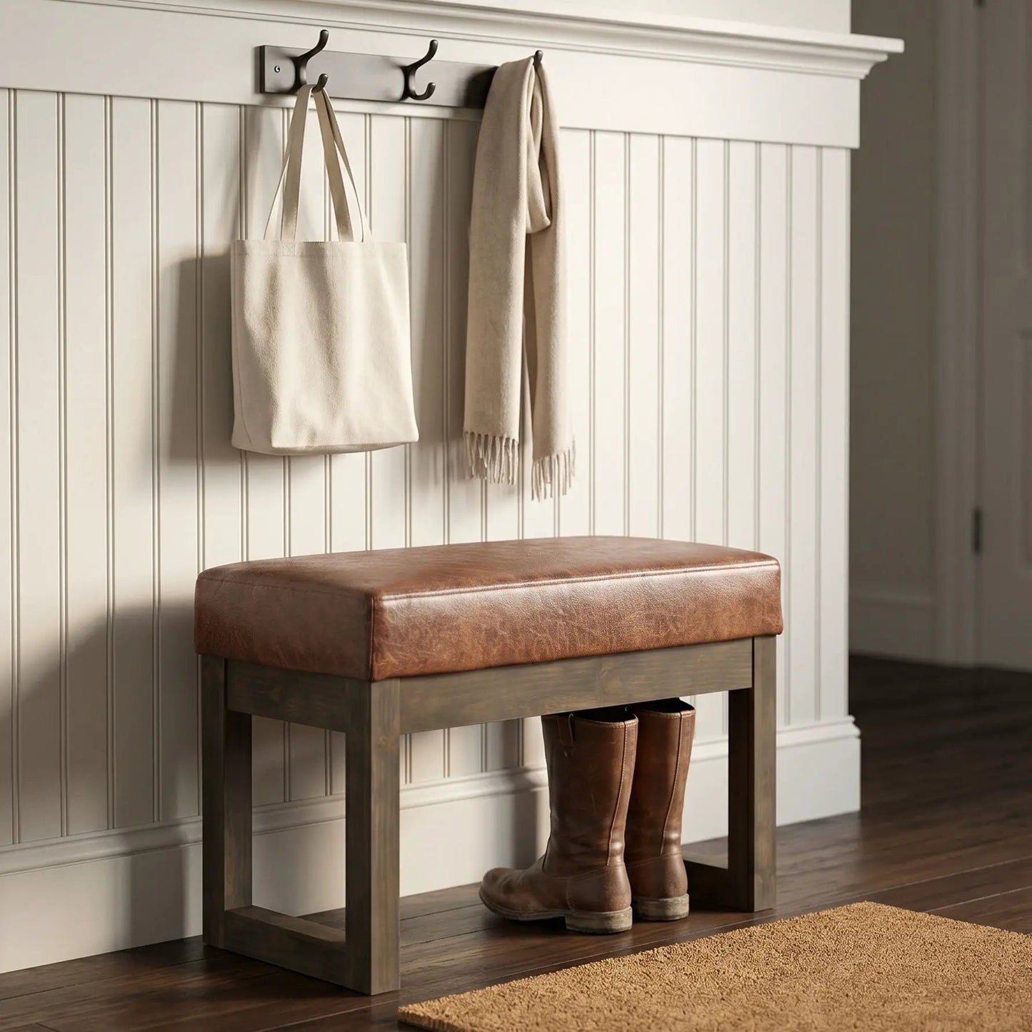 Milltown Upholstered Ottoman Bench With Driftwood