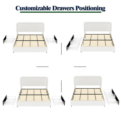 Liv Upholstered Storage Platform Bed with Drawers