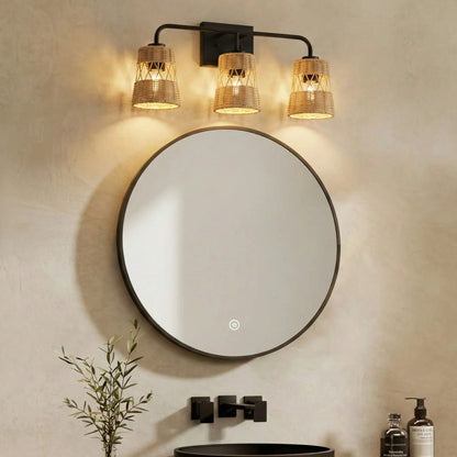 Moonlit Three Lights Wall Sconce with Shade Black