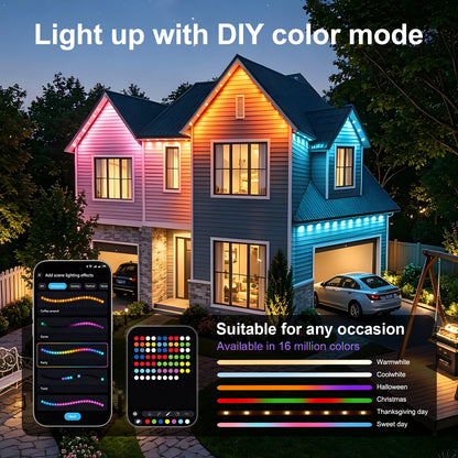 50ft Outdoor RGB String Lights with App Control