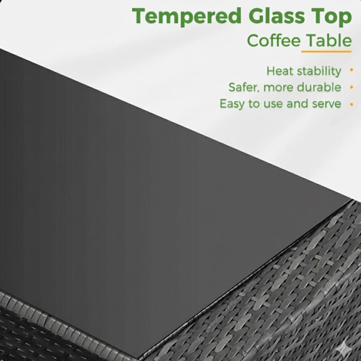 3 Piece Outdoor Set HouseOfZazla dark gray wicker with glass top on Tampa Home & Garden Store