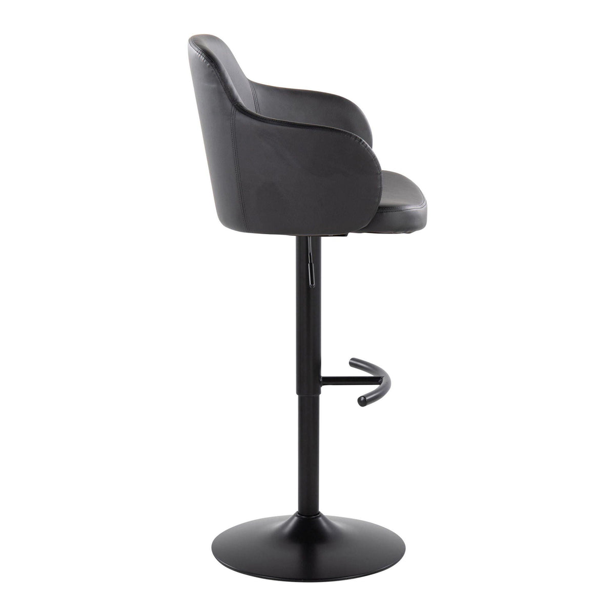 Modern adjustable barstool with swivel, black leatherette, rounded T footrest HouseOfZazla on Tampa Home & Garden Store