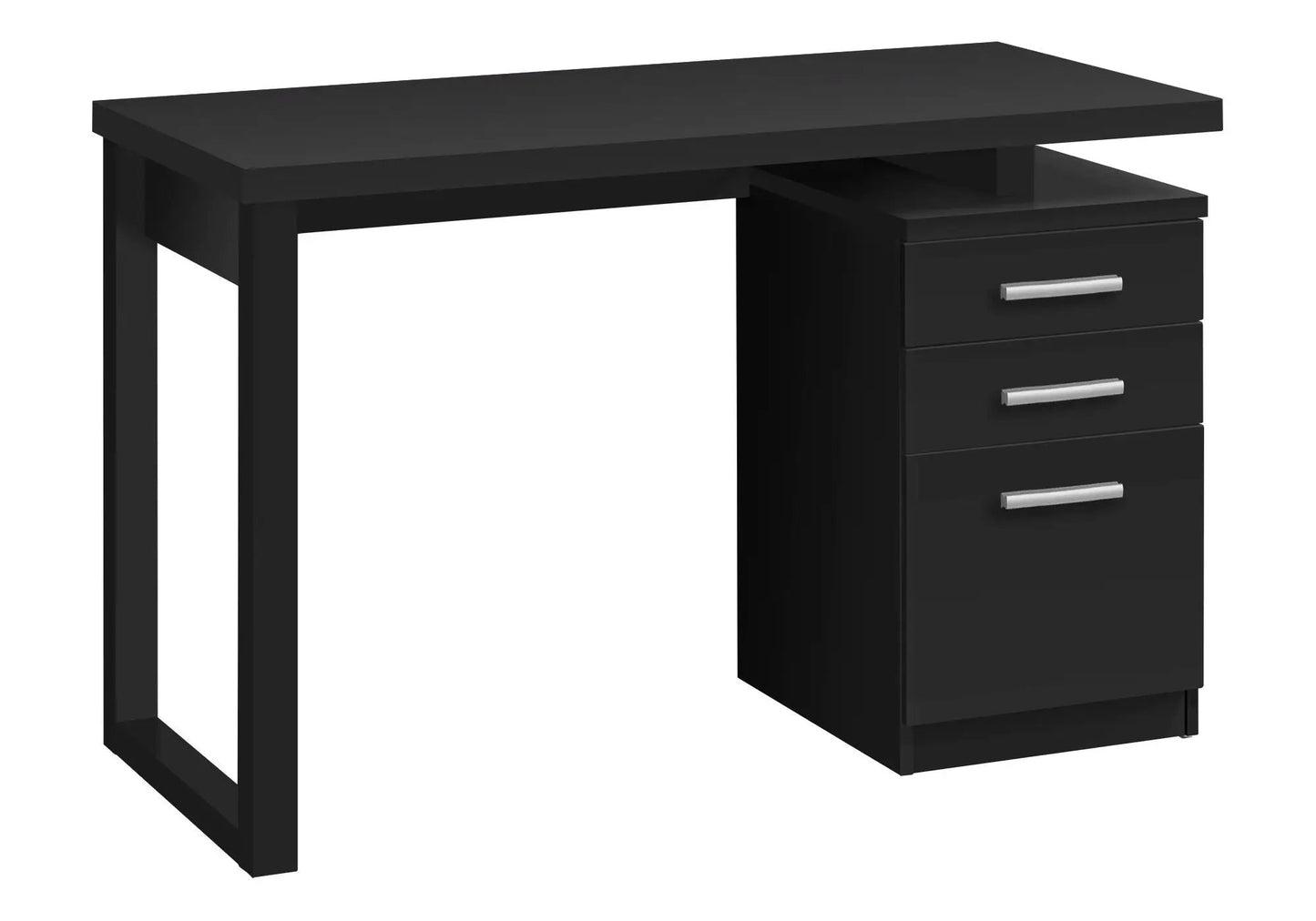 Black computer desk with right-side four-drawer storage and metal handles on Tampa Home & Garden Store