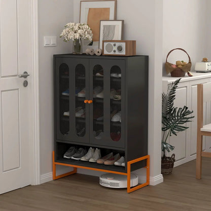 Modern Metal Shoe Cabinet with Double-Sided Doors
