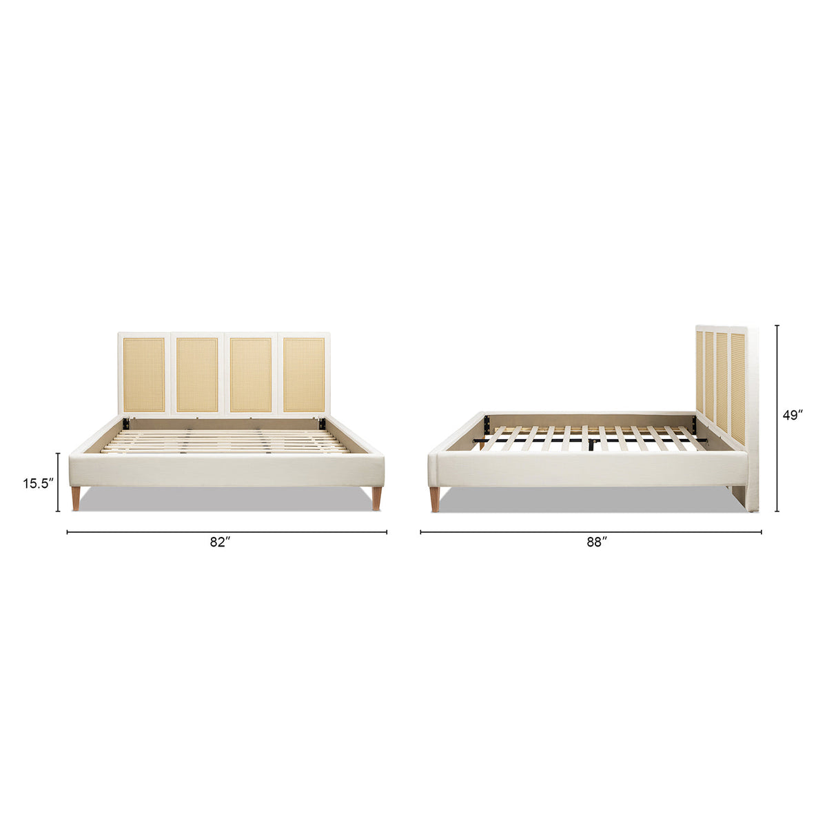 Toscana King Upholstered Cane-Back Platform Bed, Antique by HouseOfZazla with cane panels on Tampa Home & Garden Store