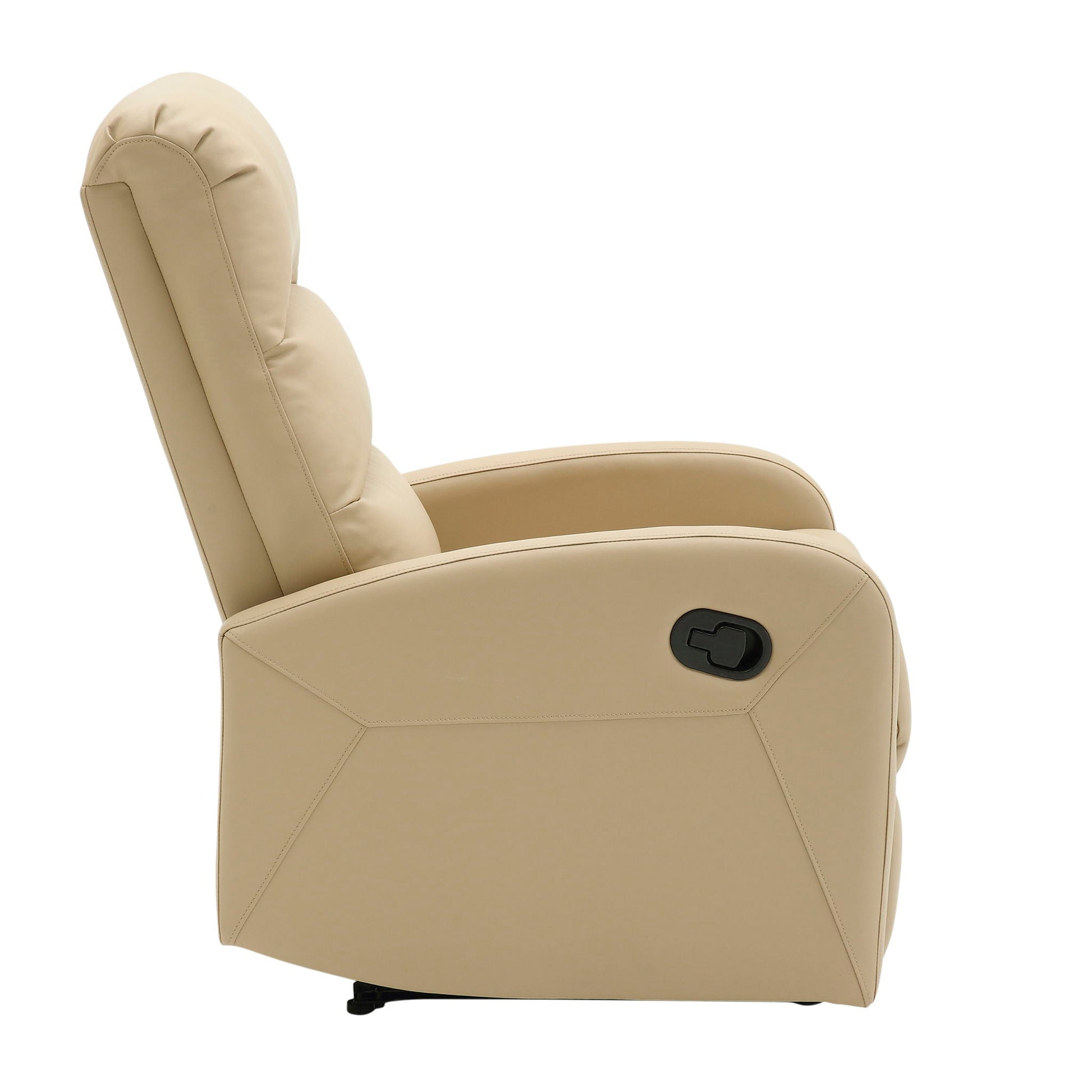 Dormi contemporary beige leather reclining chair with padded back and chaise longue on Tampa Home & Garden Store