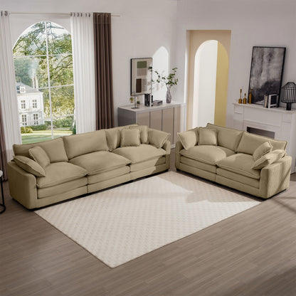 Elegant oversized beige sectional sofa set with deep seats, 3-piece by HouseOfZazla on Tampa Home & Garden Store
