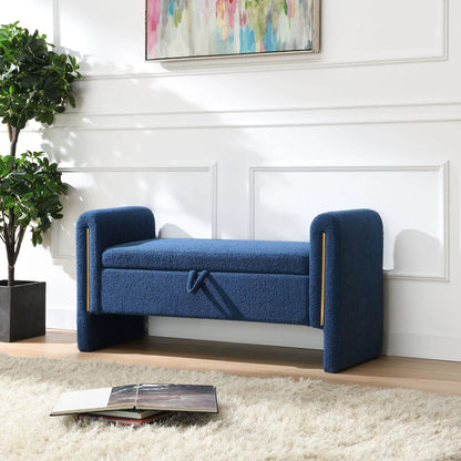 Bed end bench with arms in blue teddy upholstery, storage by Unique Piece Furniture on Tampa Home & Garden Store
