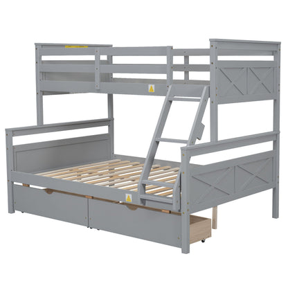 Bunk bed with ladder and safety guardrails in gray wood, HouseOfZazla bunk beds on Tampa Home & Garden Store