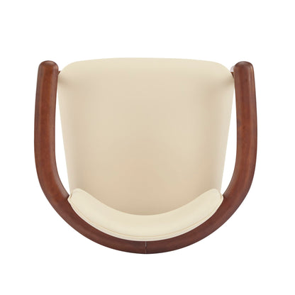 Beige Dining Room Chairs and Dark Walnut Frame