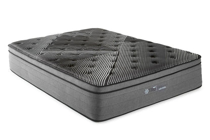 Pure Ice 15-inch Eurotop Ultra Plush Mattress with gray striped quilted top on Tampa Home & Garden Store
