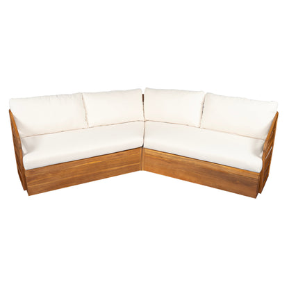 Royal Acacia Patio V Sofa Sectional Beige outdoor sofa set with wood frame by HouseOfZazla on Tampa Home & Garden Store