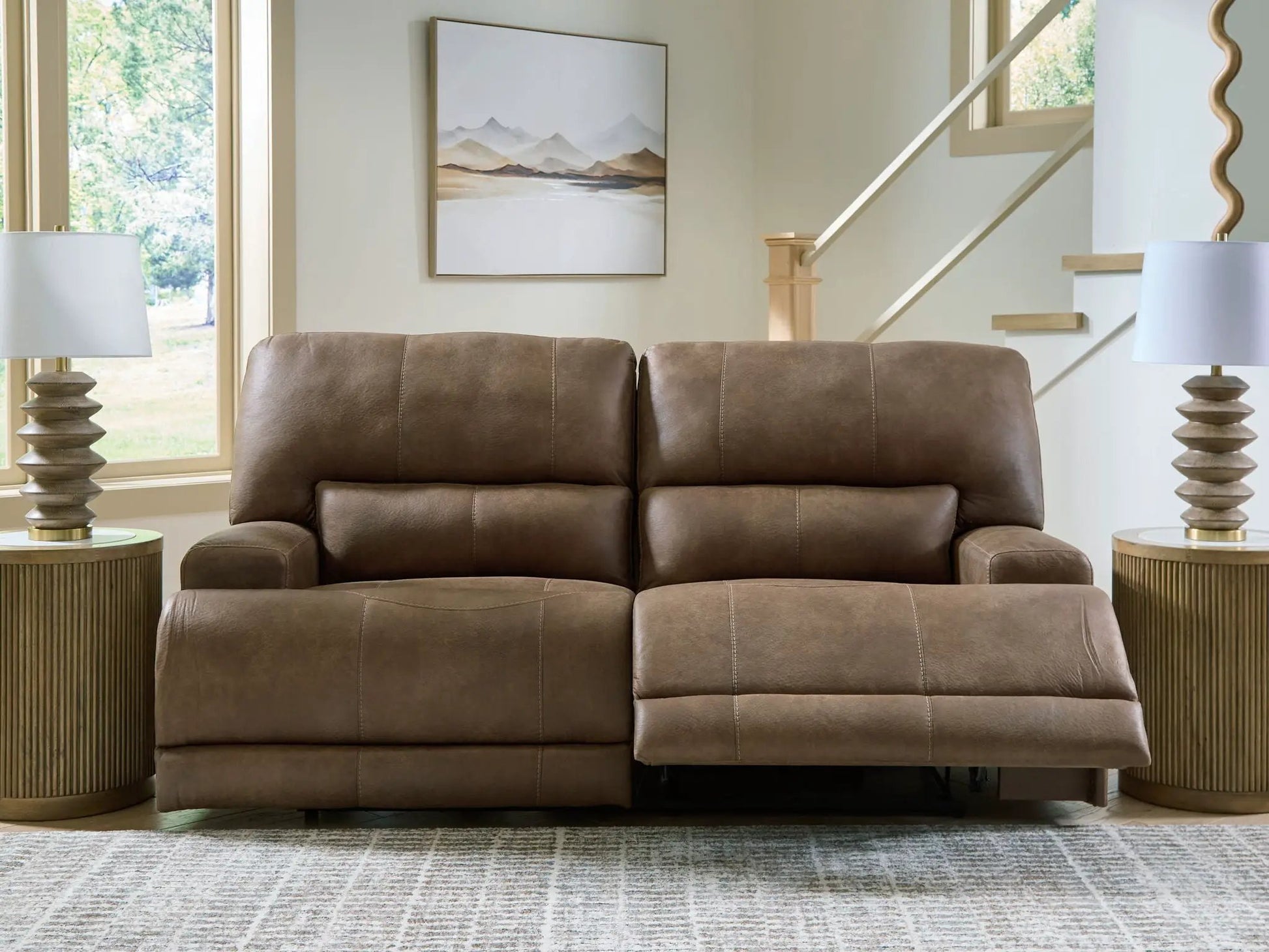 Beckley Place 2-seat reclining sofa Earth leather with adjustable headrests on Tampa Home & Garden Store