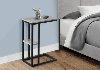 C Shaped Accent Table Marble Look and Modern