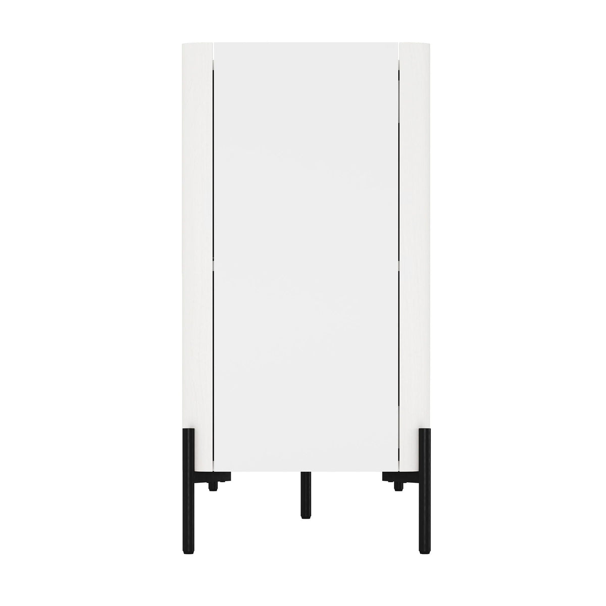 AbbeySideboard with adjustable shelves, white finish, modern design, black metal legs on Tampa Home & Garden Store