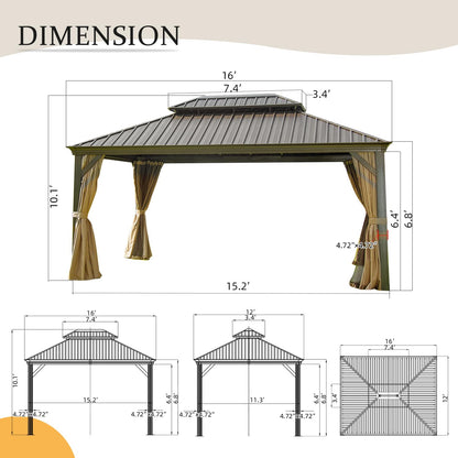12 X 16 Aluminum Hardtop Gazebo With a Canopy