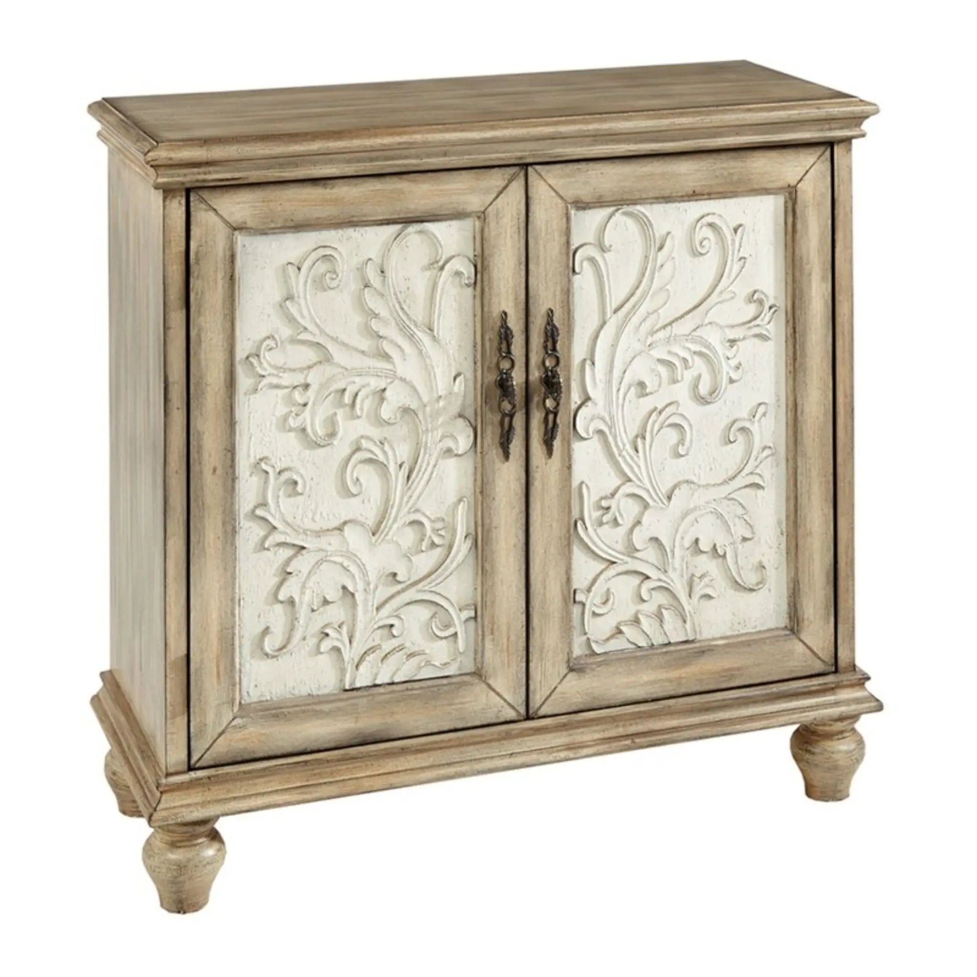 Driscoll 2-Door Floral Accent Cabinet in reclaimed natural wood by Unique Piece Furniture on Tampa Home & Garden Store