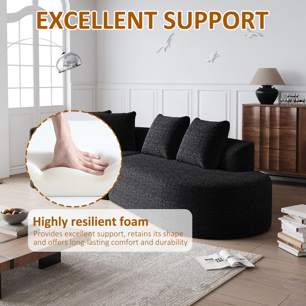 Chenille Sectional Sofa and Soft Throw Pillows