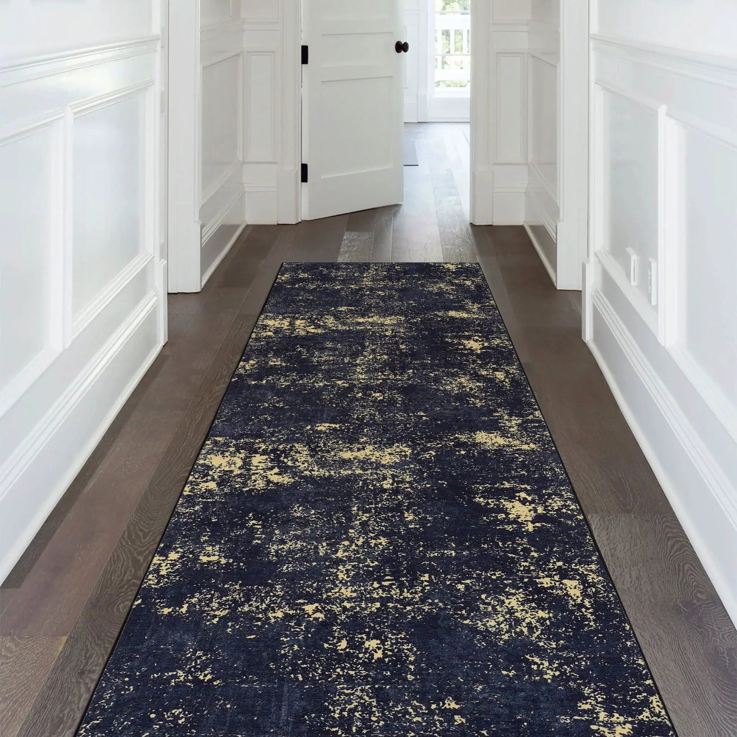 Maval Washable Runner Rug With Medallion Pattern