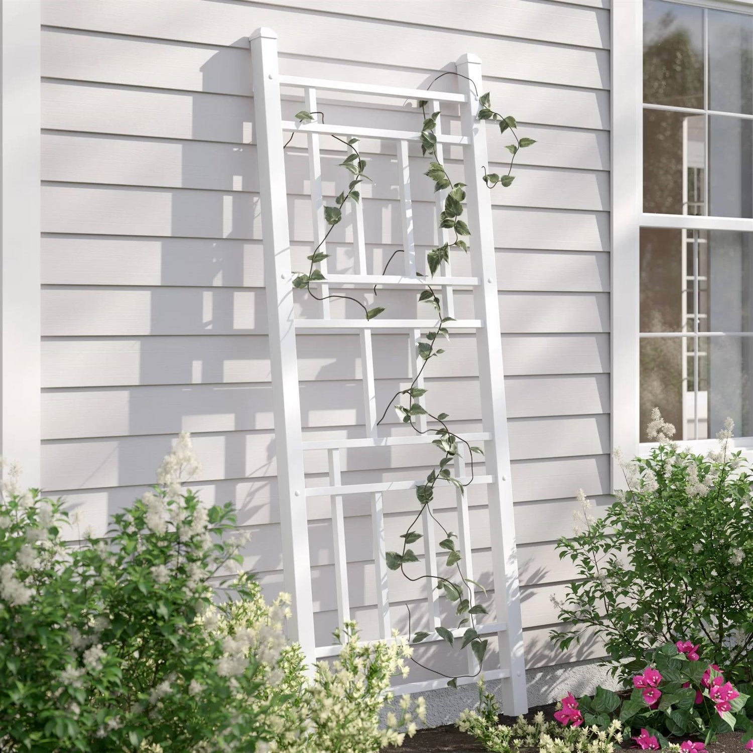 75-inch White Vinyl Outdoor Garden Trellis - Made in USA - Tampa Home & Garden Store