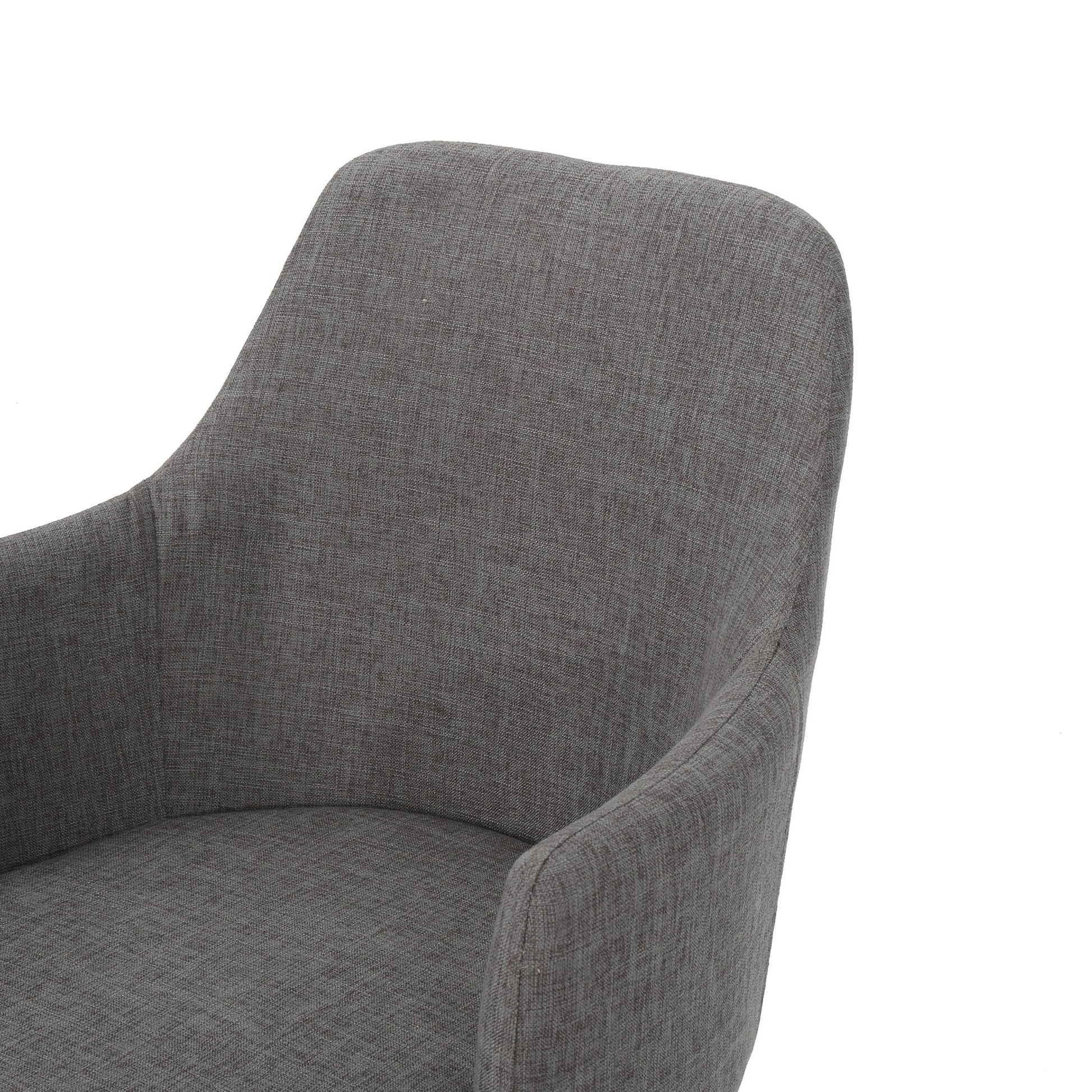Elegant dining chair with contoured gray fabric back and arms, HouseOfZazla arm chair on Tampa Home & Garden Store