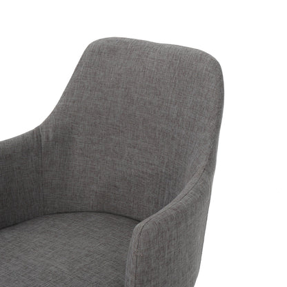 Elegant dining chair with contoured gray fabric back and arms, HouseOfZazla arm chair on Tampa Home & Garden Store