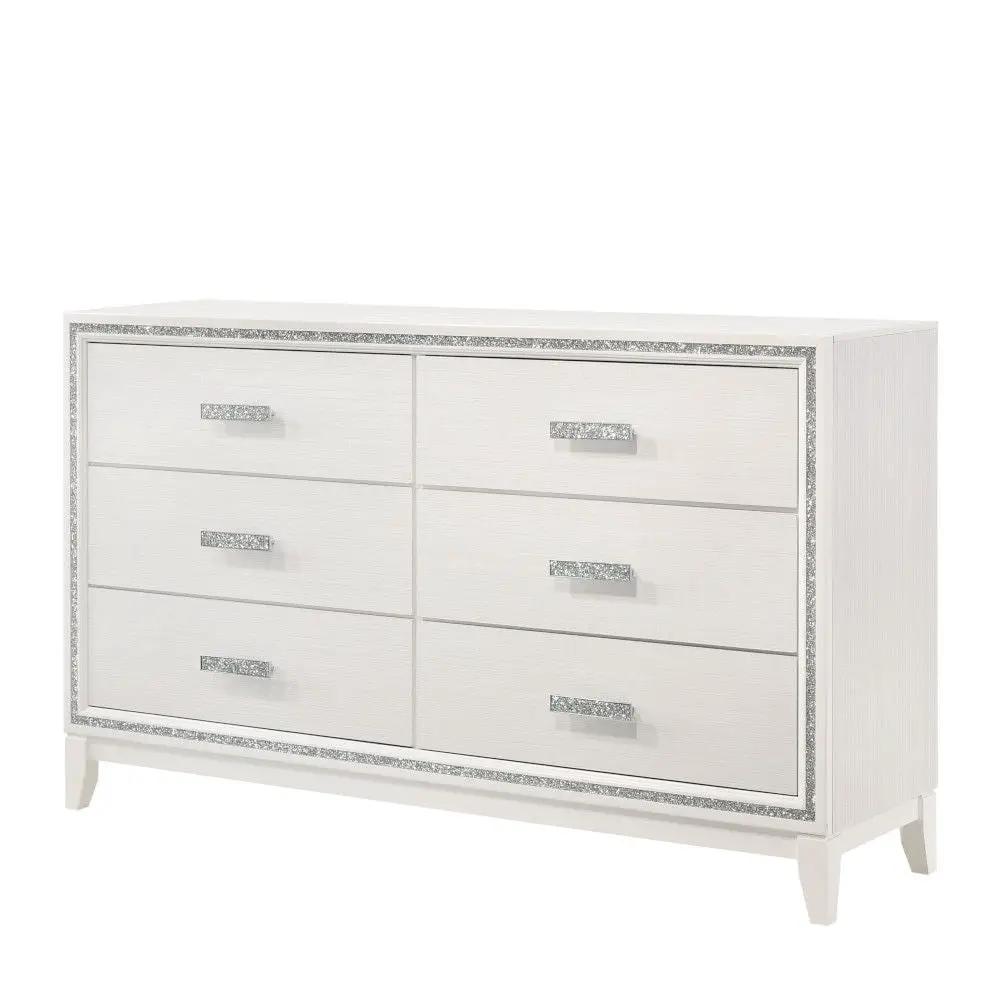 Haiden Dresser with Silver Trim Six Drawers