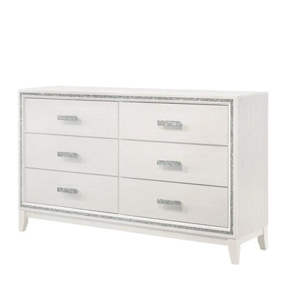 Haiden Dresser with Silver Trim Six Drawers