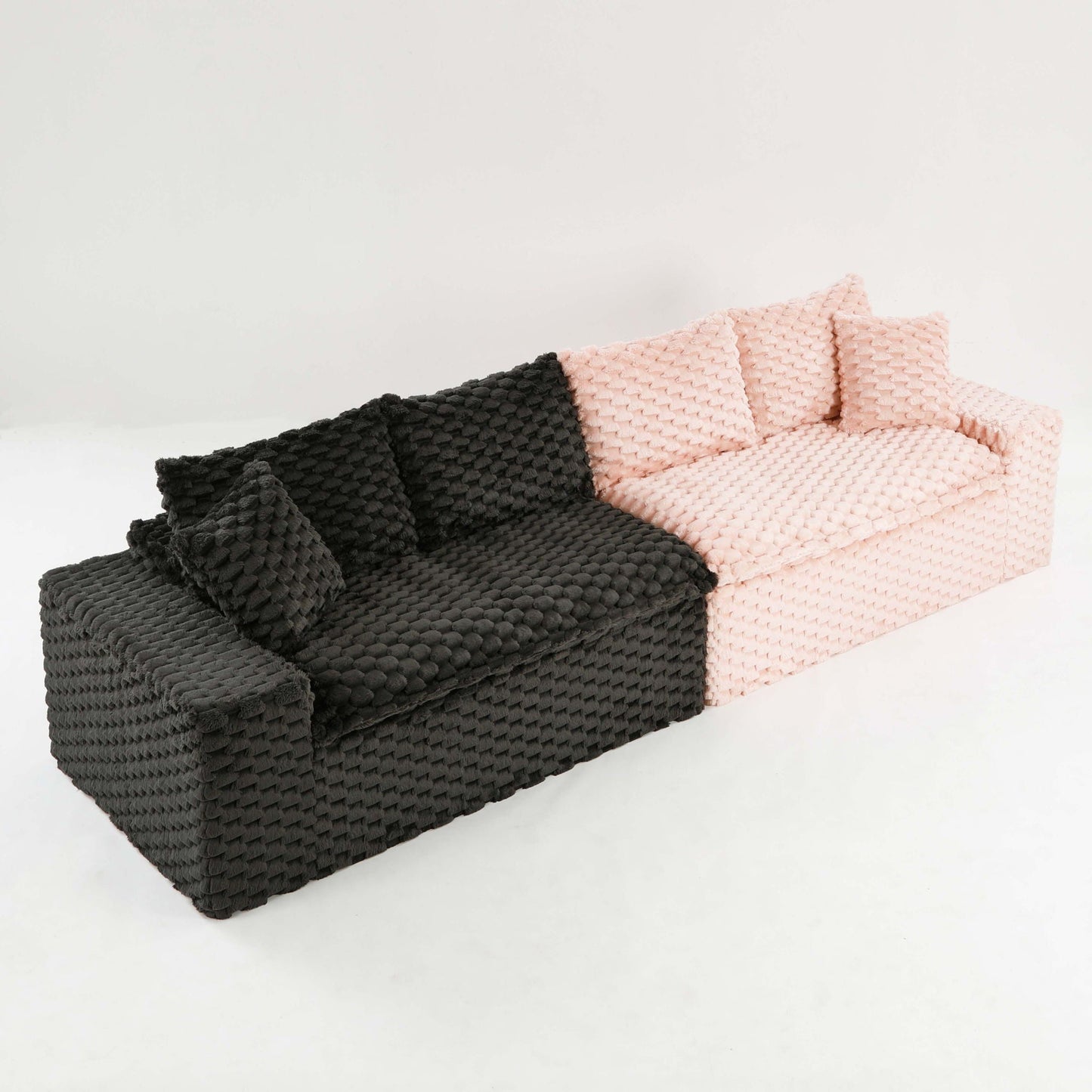 Modular Four Seater Sofa In Pink And Black