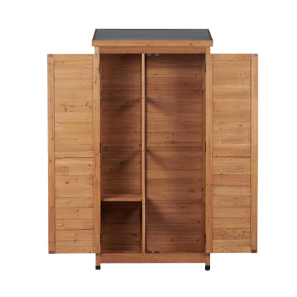 Outdoor Shed With Vertical Tool Cabinet and Shelf