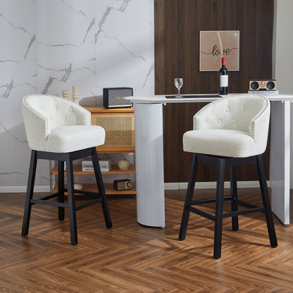 360 Degree Rotation Swivel Counter Stools set of 2 with white tufted seats and black legs on Tampa Home & Garden Store