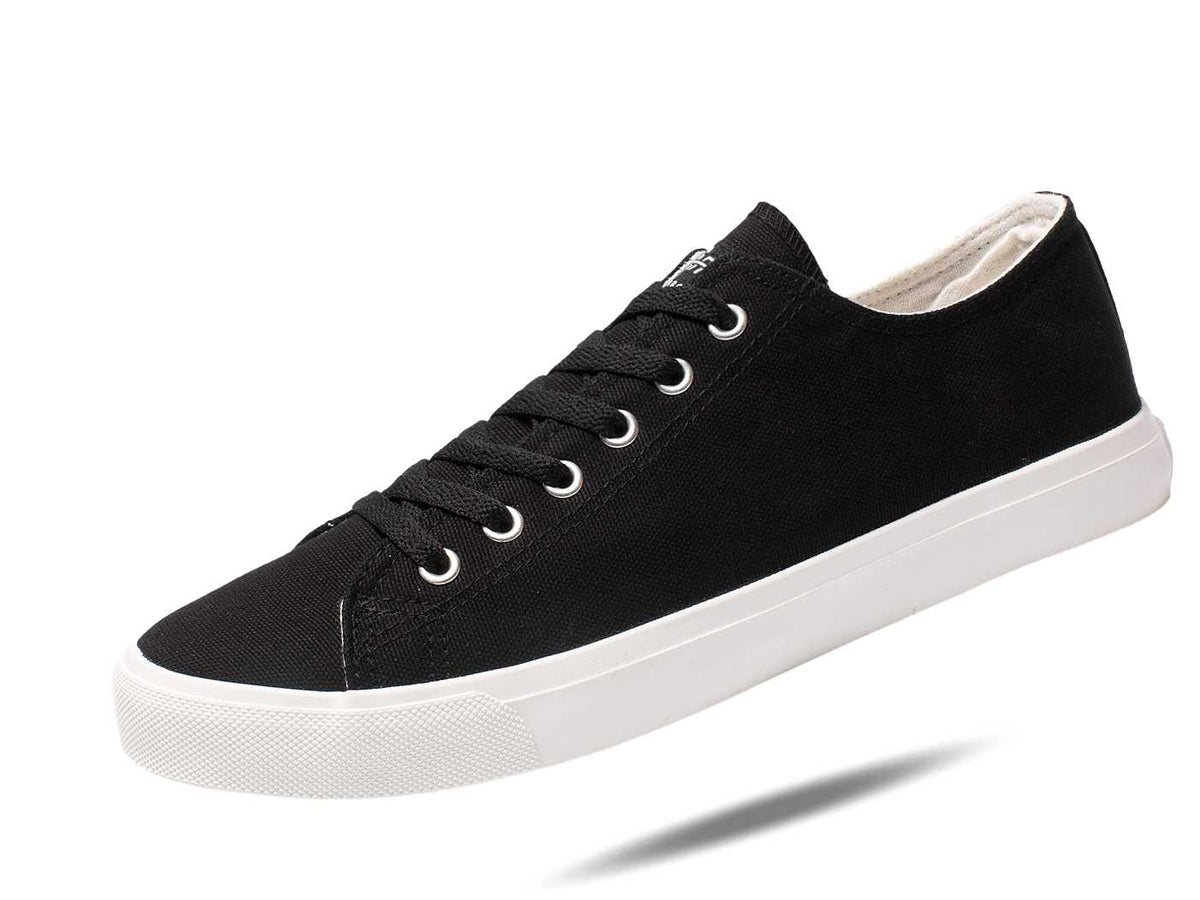 Mercantile Mountain Fear0 NJ black/white skate sneakers, black canvas upper, white sole on Tampa Home & Garden Store