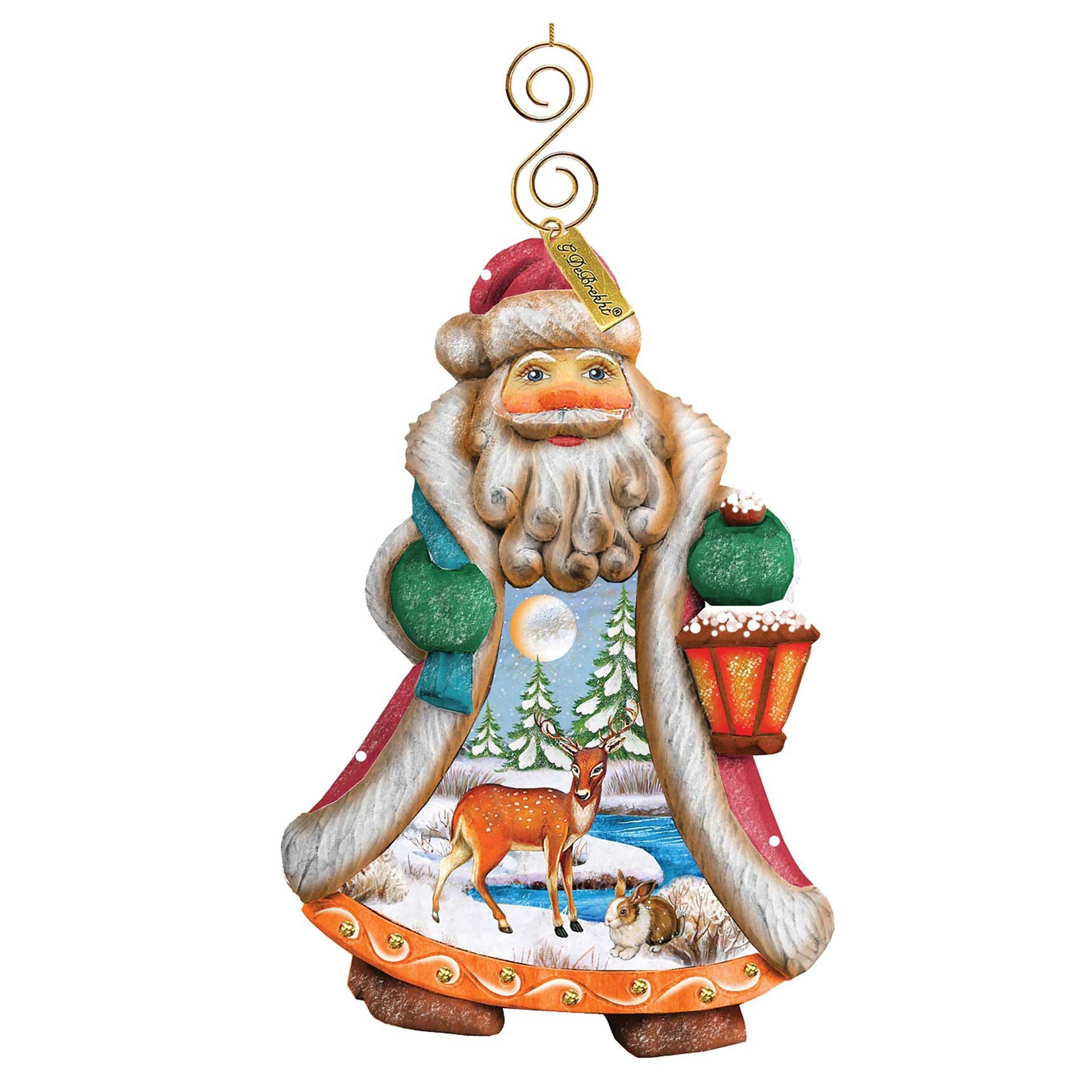 Santa Quiet Day Sculpted Hand-Painted Christmas ornament by G. DeBrekht with lantern design on Tampa Home & Garden Store