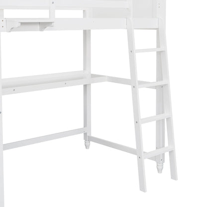 Space Saving Loft Bed with Desk and Drawers