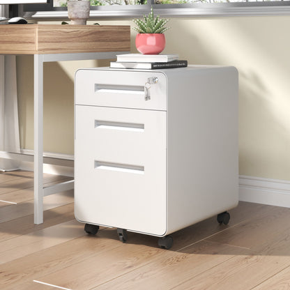 White 3-drawer mobile file cabinet with lock and casters by HouseOfZazla on Tampa Home & Garden Store