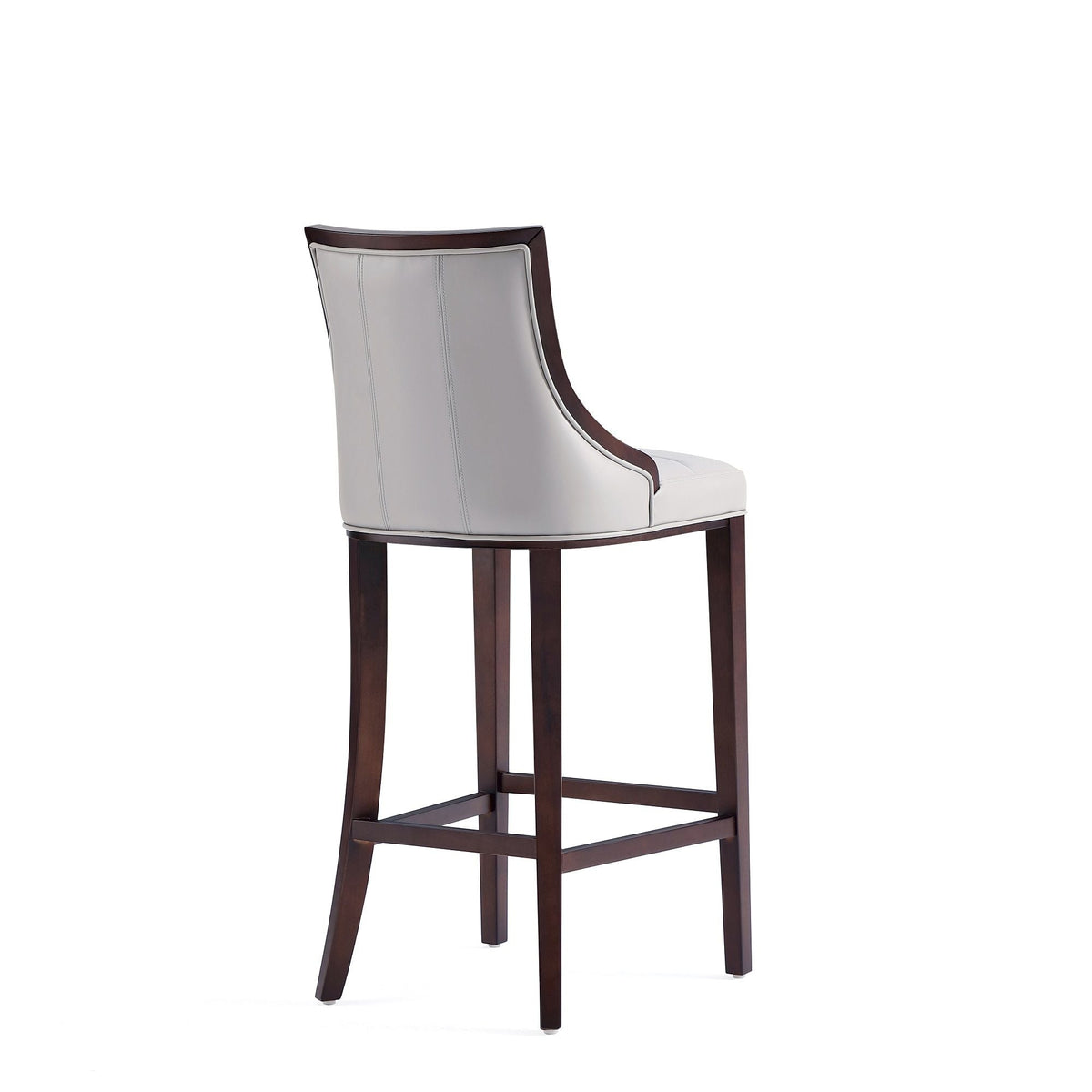 Bar height stool with white upholstery, solid wood frame and curved back by HouseOfZazla on Tampa Home & Garden Store