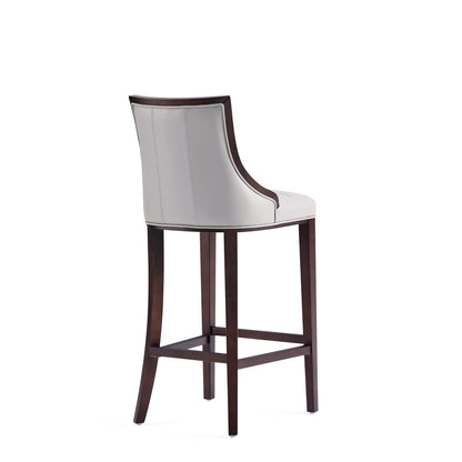 Bar height stool with white upholstery, solid wood frame and curved back by HouseOfZazla on Tampa Home & Garden Store