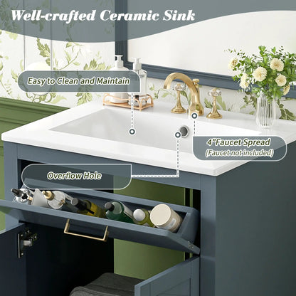 Modern Vanity with Ceramic Sink, Two Door Cabinet