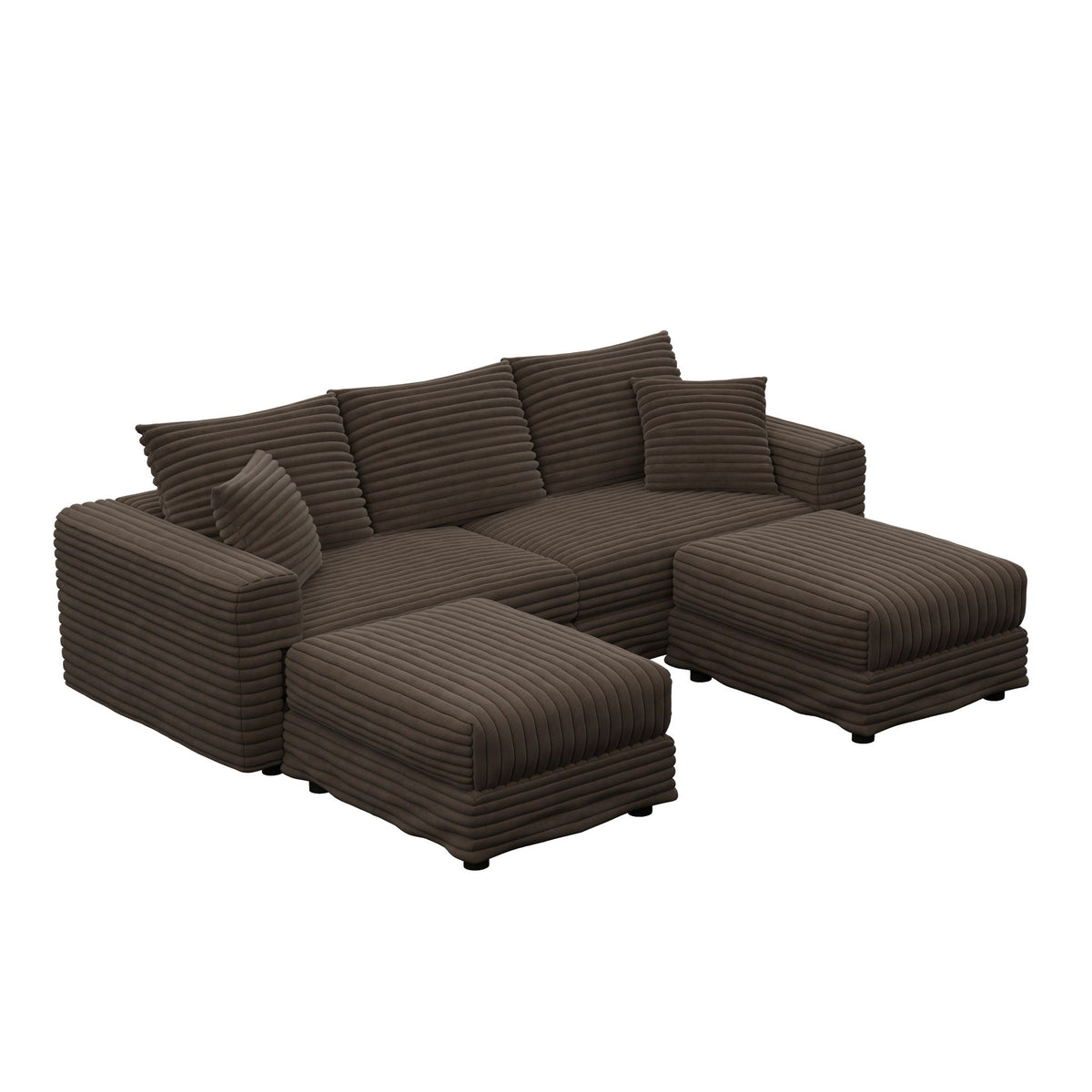 Deep Seat Sofa Bed With Ottoman and Soft Pillows