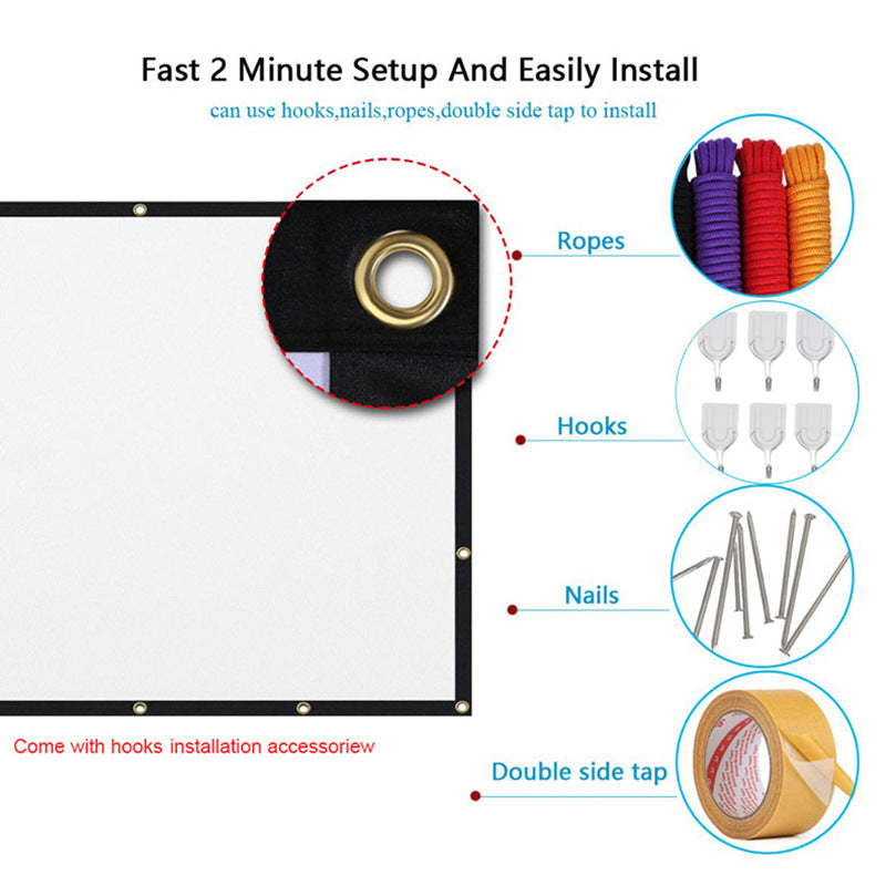 Shadow screen projector screen black frame white surface with ropes hooks nails My Store on Tampa Home & Garden Store