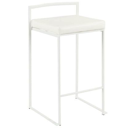 Fuji contemporary stackable counter stool, white upholstered seat and white metal frame on Tampa Home & Garden Store