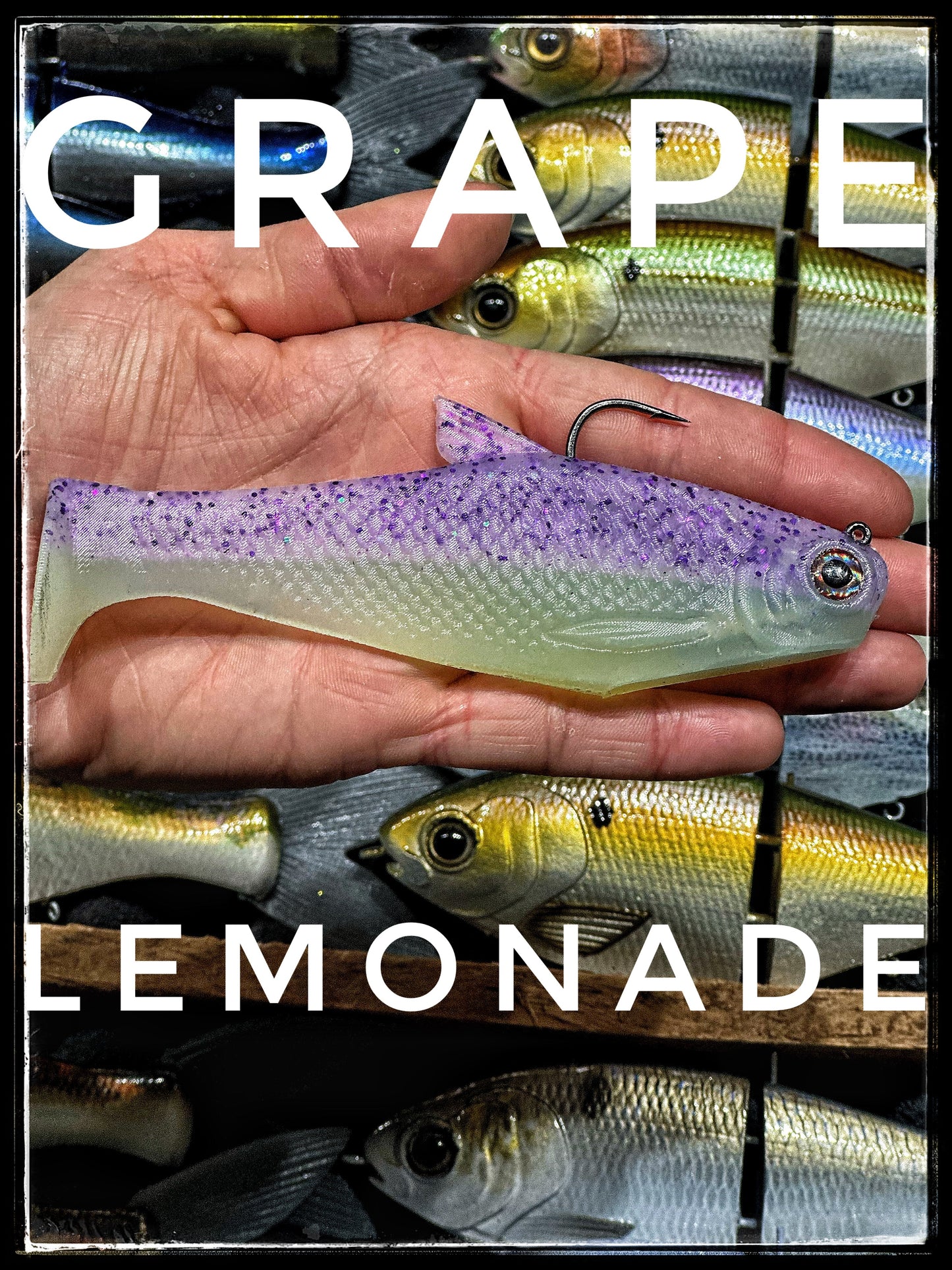 Bacca Burrito boot-tail soft swimbait in grape lemonade color on Tampa Home & Garden Store