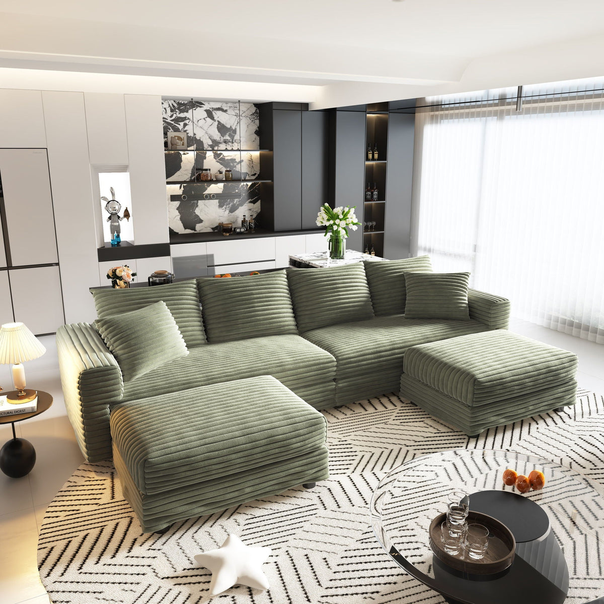 Convertible Sofa With Deep Seat and Pillows